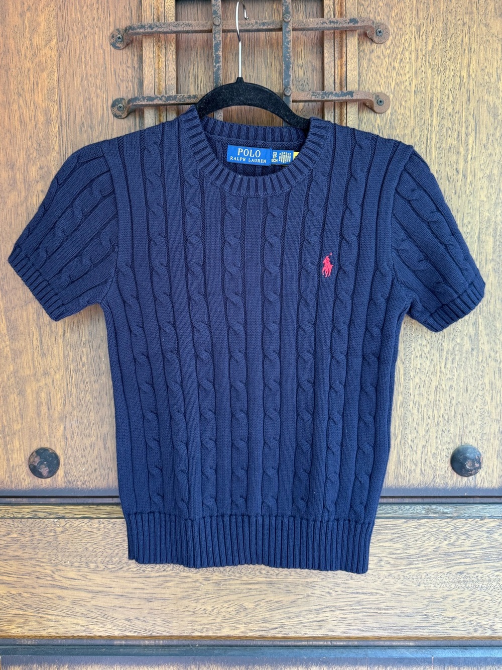 Ralph Lauren Navy Cable-Knit Crewneck Sweater Size M